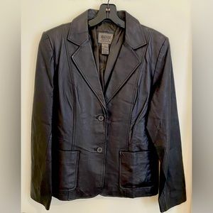 Black leather blazer by Uniform, John Paul Richard Petite 10